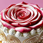 ** Close-up of a beautifully decorated cake using whipped cream art, focusing on delicate rose and minimalist designs.  Gel food coloring creates vibrant colors.

**